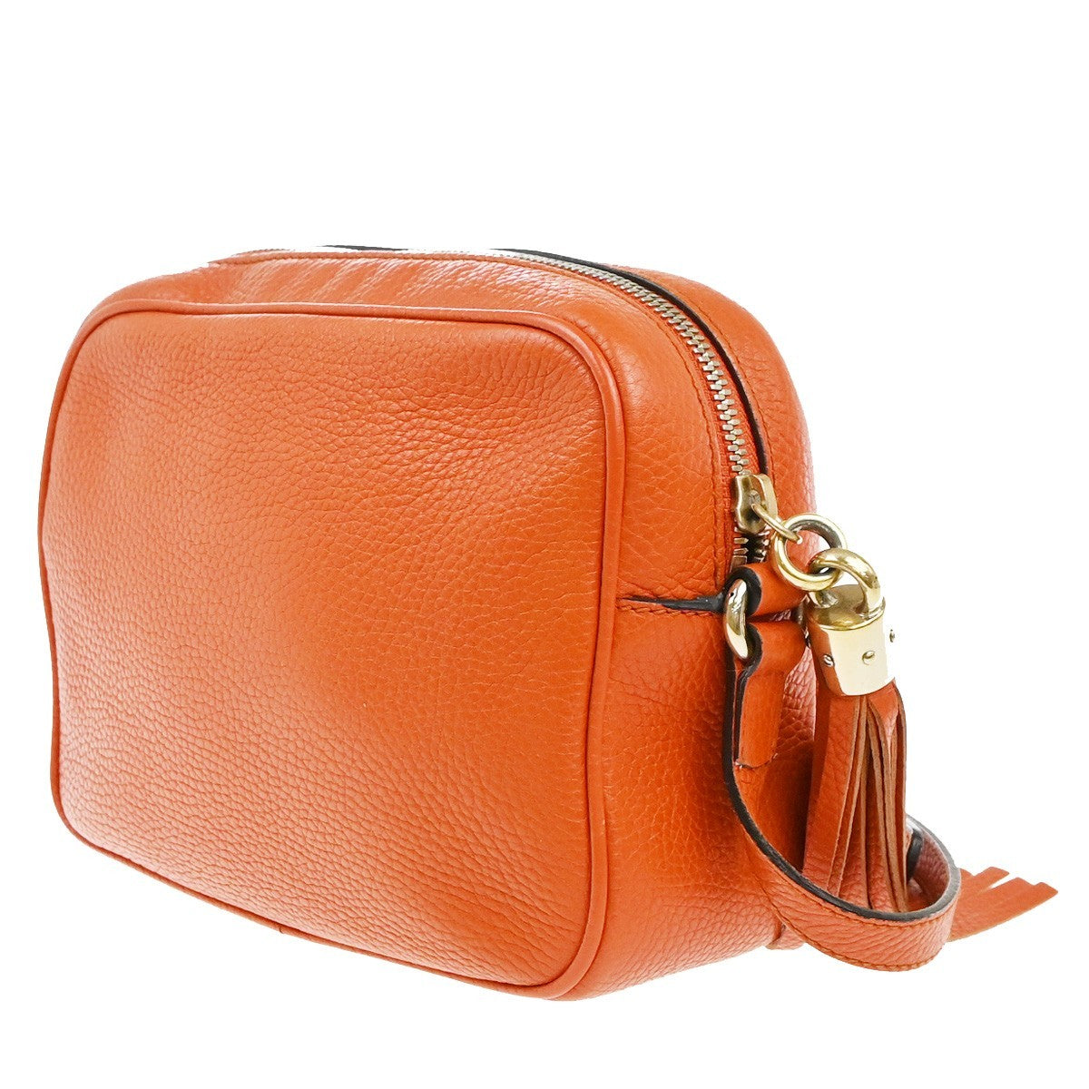 GUCCI Logo Soho Interlocking Crossbody Shoulder Bag Leather Orange GHW 12EG385