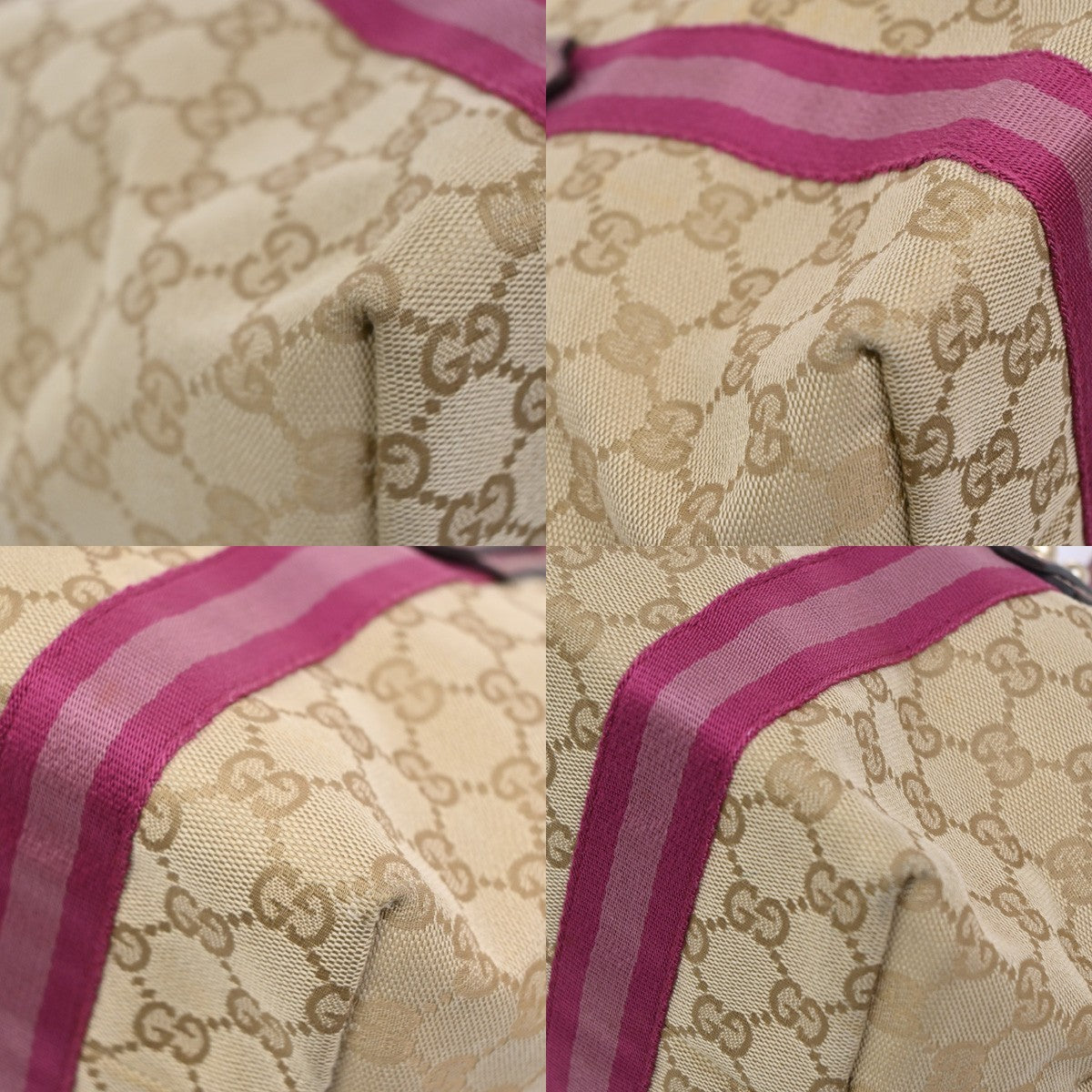 GUCCI Logo GG Pattern Shoulder Bag Canvas Leather beige Italy GHW 32KB624