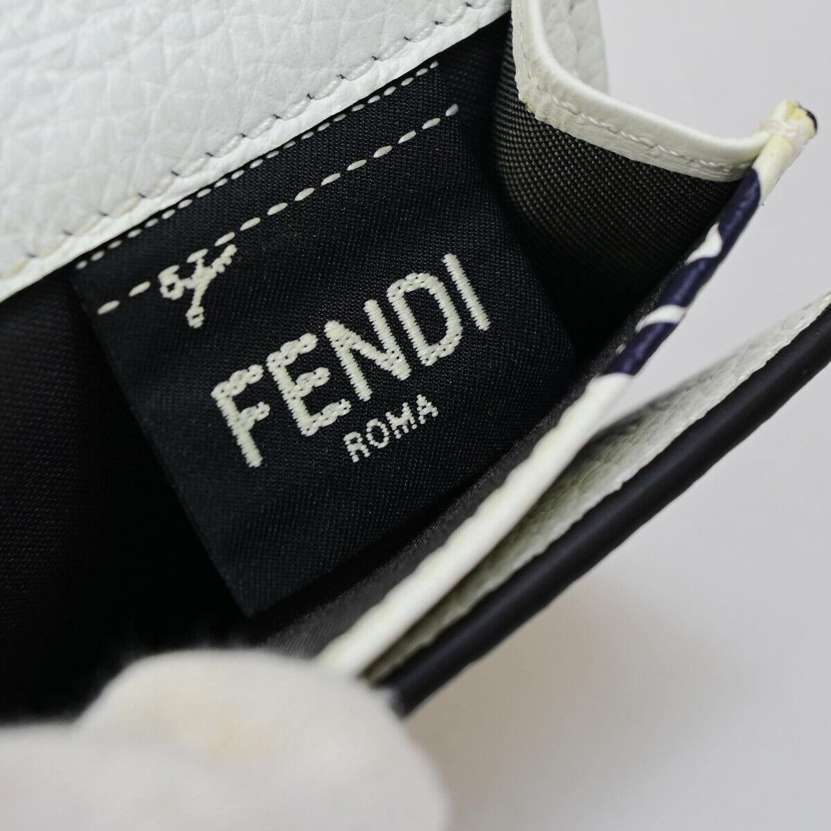 FENDI ✕ FILA Trifold Compact Wallet Leather White Blue Red Italy 33EB562