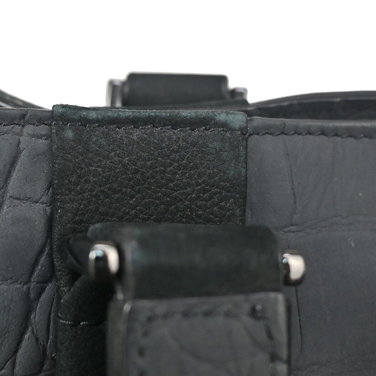 ANYA HINDMARCH Logo 2Way Shoulder Hand Bag Embossing Suede Leather Black 05DA069