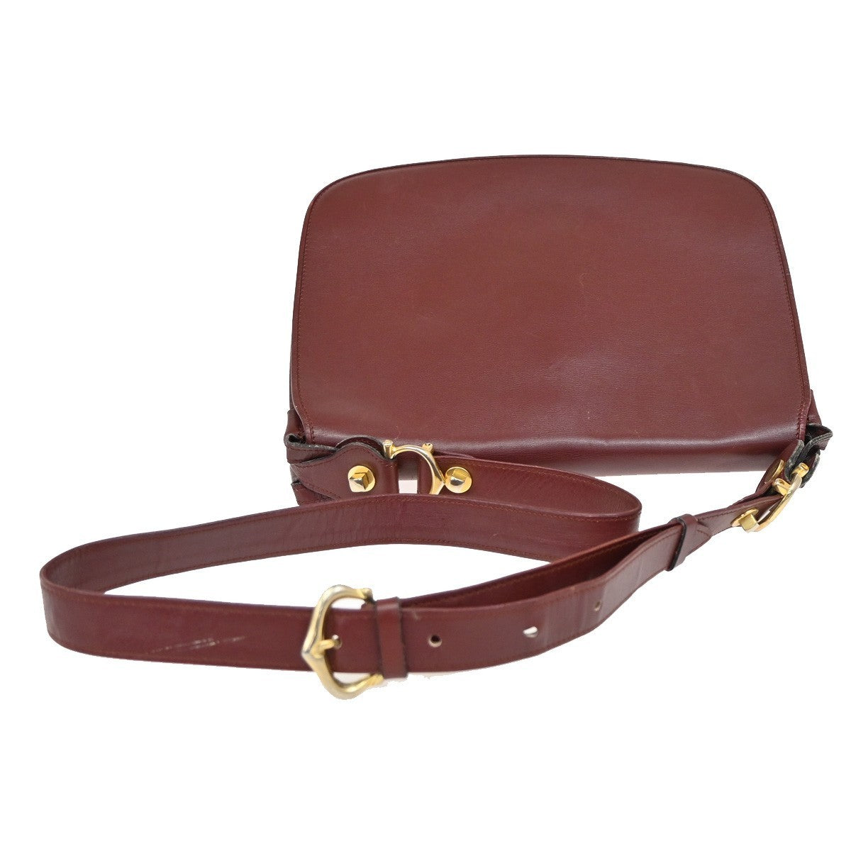 MUST DE CARTIER 2C Logo Shoulder Bag Leather Red GHW Italy 02KP168