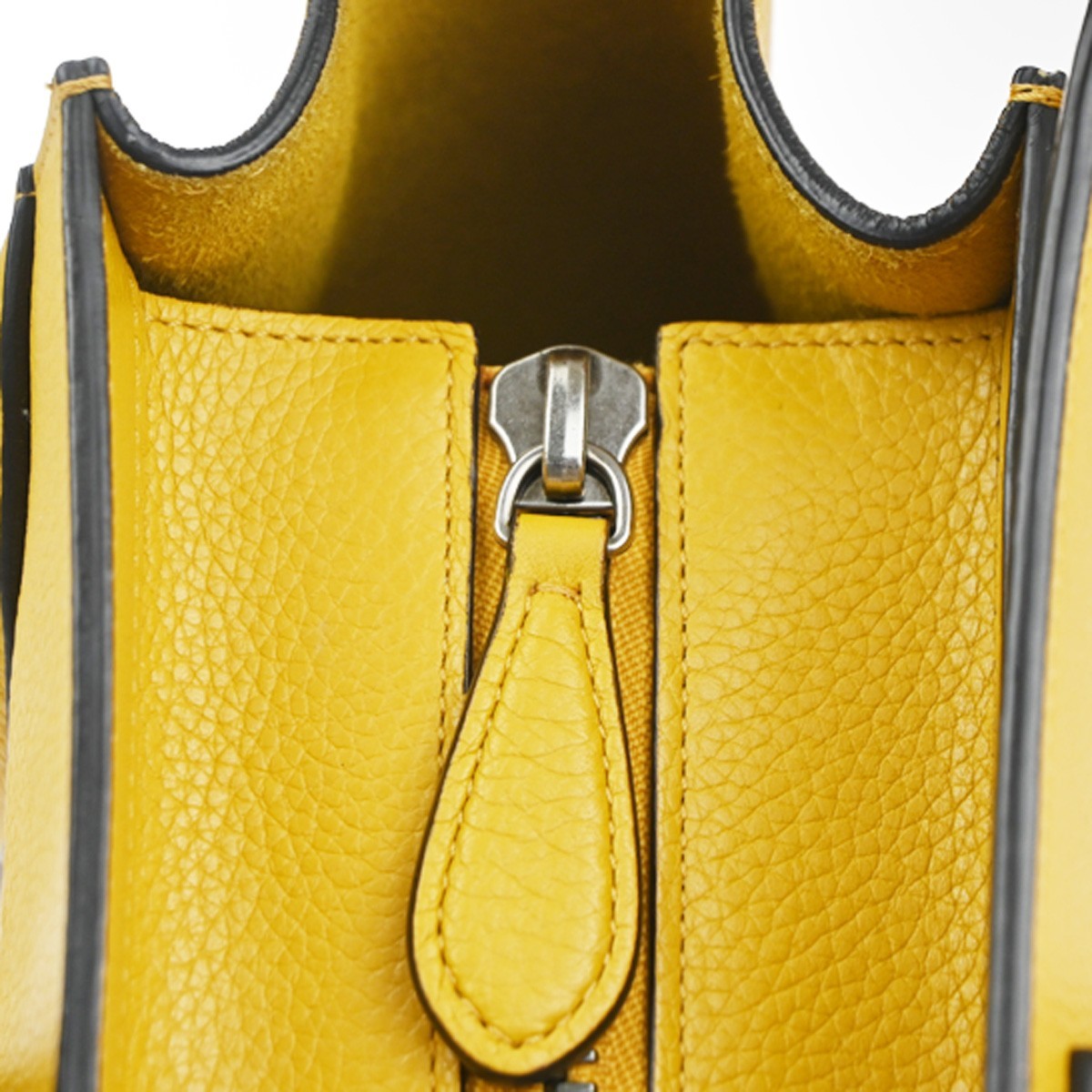 CELINE Luggage Micro Top Handle Tote Hand Bag Leather Yellow SHW Italy 667RL904
