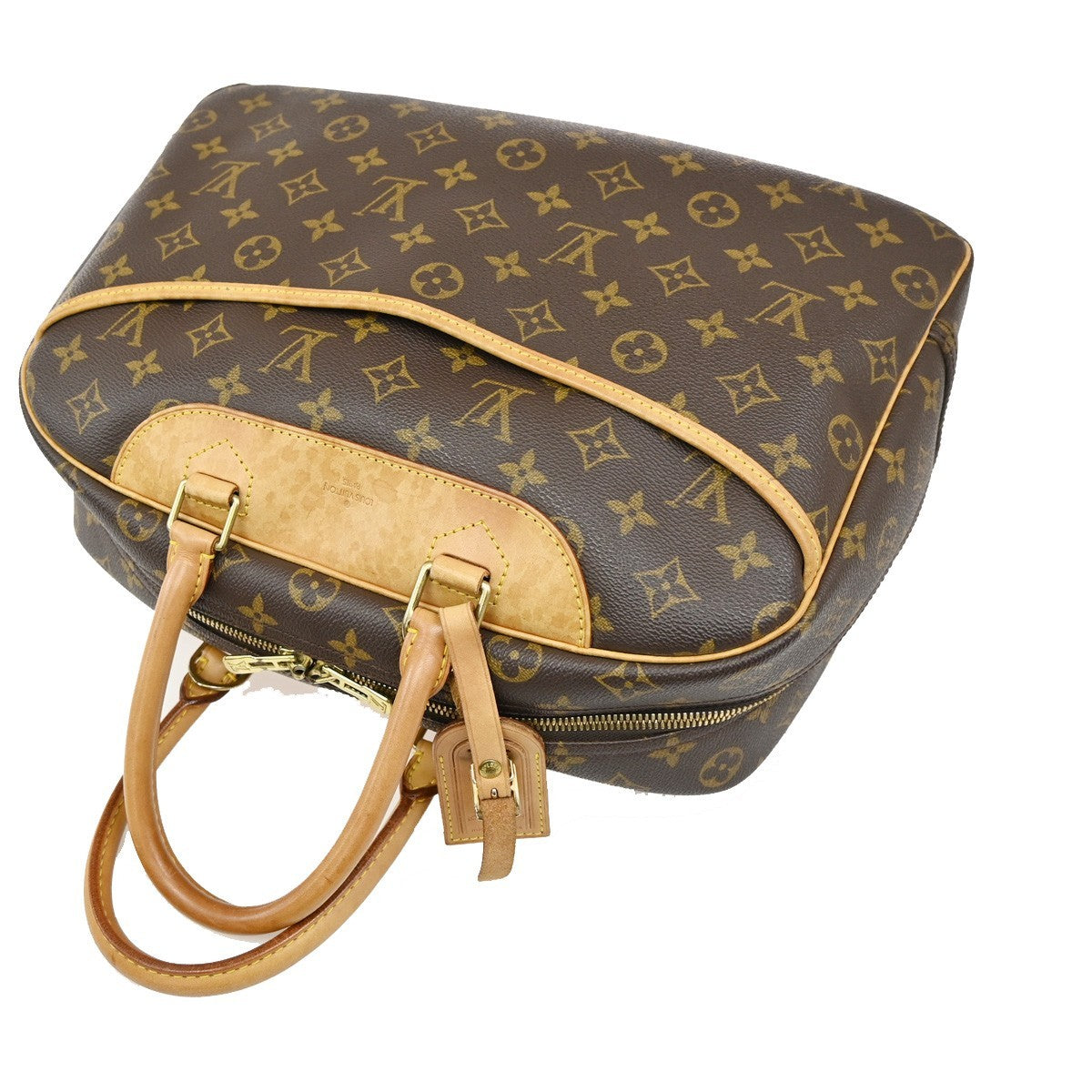 LOUIS VUITTON LV Logo Deauville Hand Bag Monogram Leather Brown M47270 32CA250
