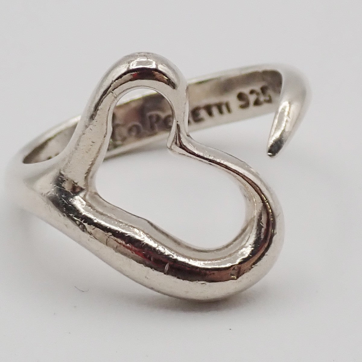TIFFANY & CO. Elsa Peretti Open Heart Ring JP 9 US 5 Sterling Silver 925 05ZA319