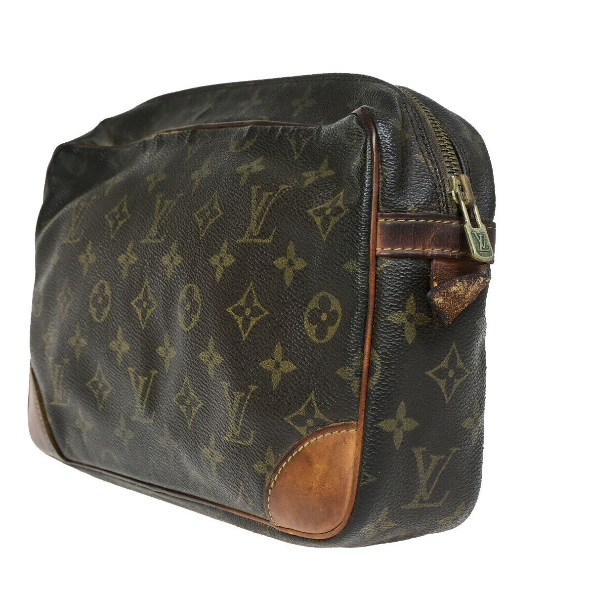 LOUIS VUITTON Compiegne 28 Clutch Hand Bag Monogram Leather Brown M51845 07SH991
