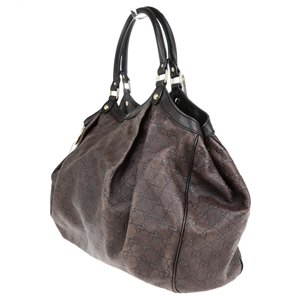 GUCCI Logo Guccissima Sukey GG Pattern Shoulder Bag Leather Brown GHW 83EC987