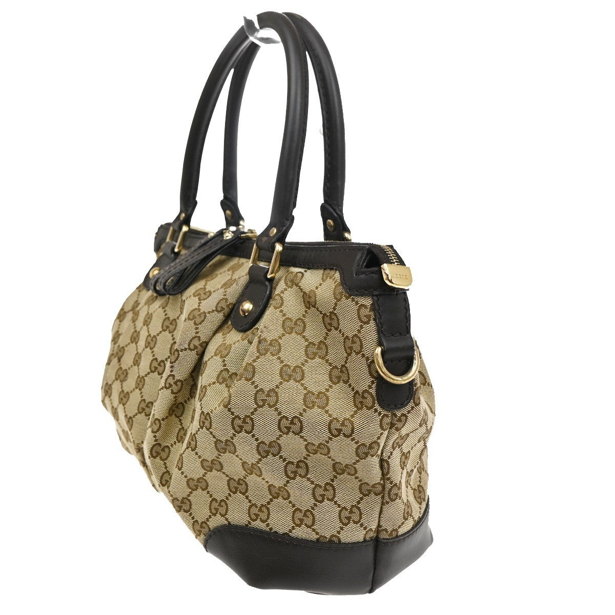 Gucci GG Logo Sukey Tote Hand bag Canvas leather Brown GHW Italy 88CA381