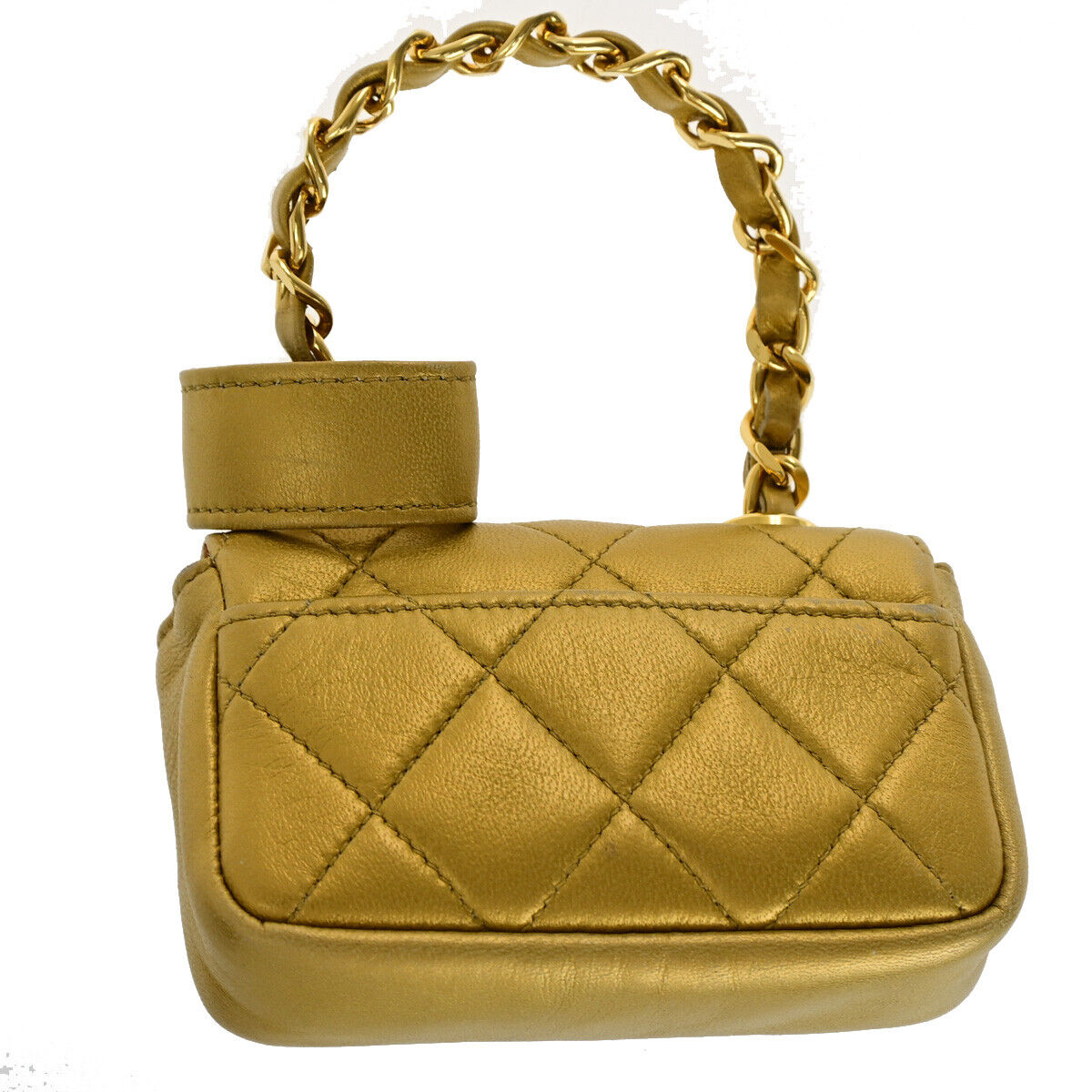 CHANEL CC Mini Matelasse Chain Hand Bag Belt Charm Leather Gold Vintage 330LC510