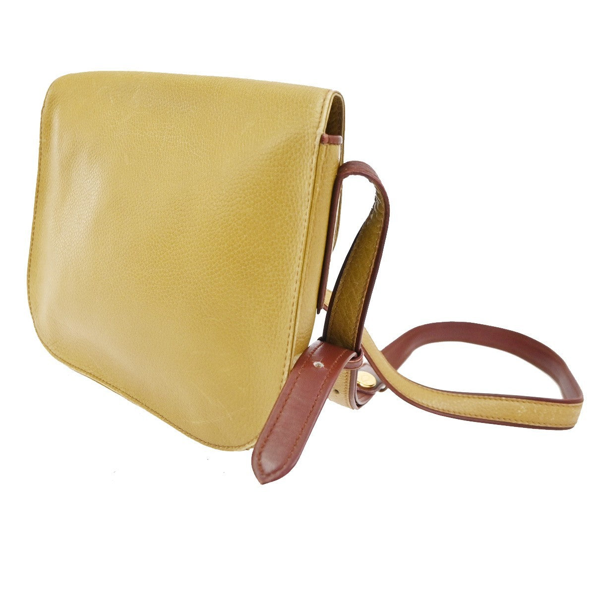 MUST DE CARTIER 2C Logo Bicolor Shoulder Bag Leather Yellow Red 61TA698