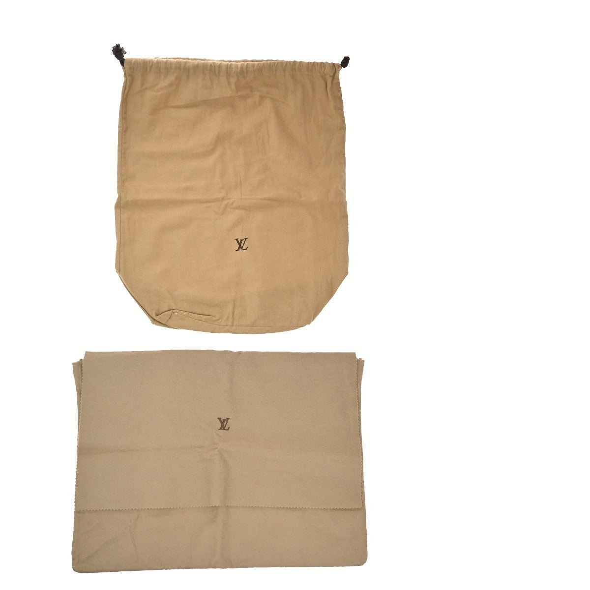 LOUIS VUITTON Logo 10 Set Dust Bag Drawstring Canvas Cotton Beige Brown 09KP301