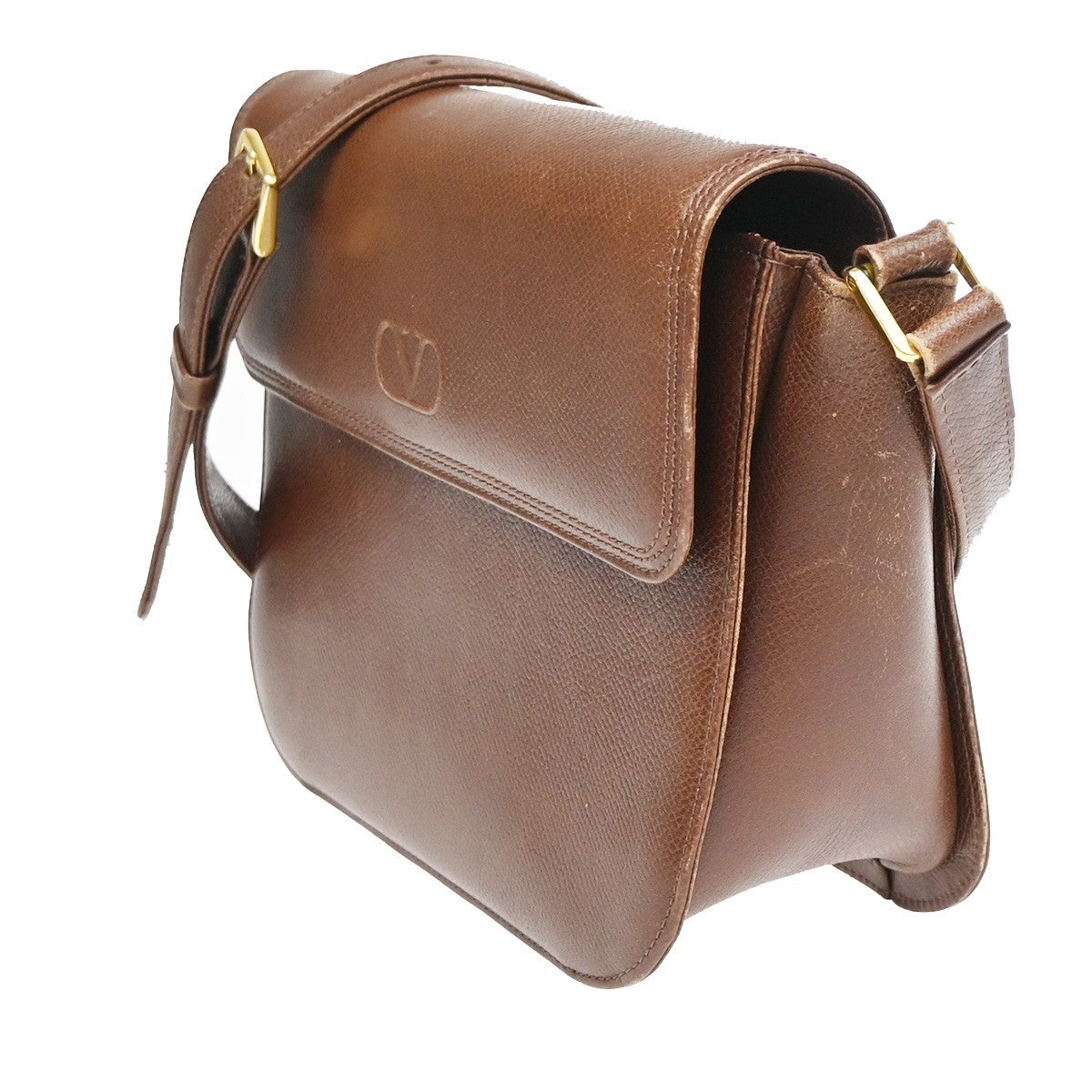 VALENTINO GARAVANI VLTN Logo Tassel Charm Shoulder Bag Leather Brown GHW 63ZA217