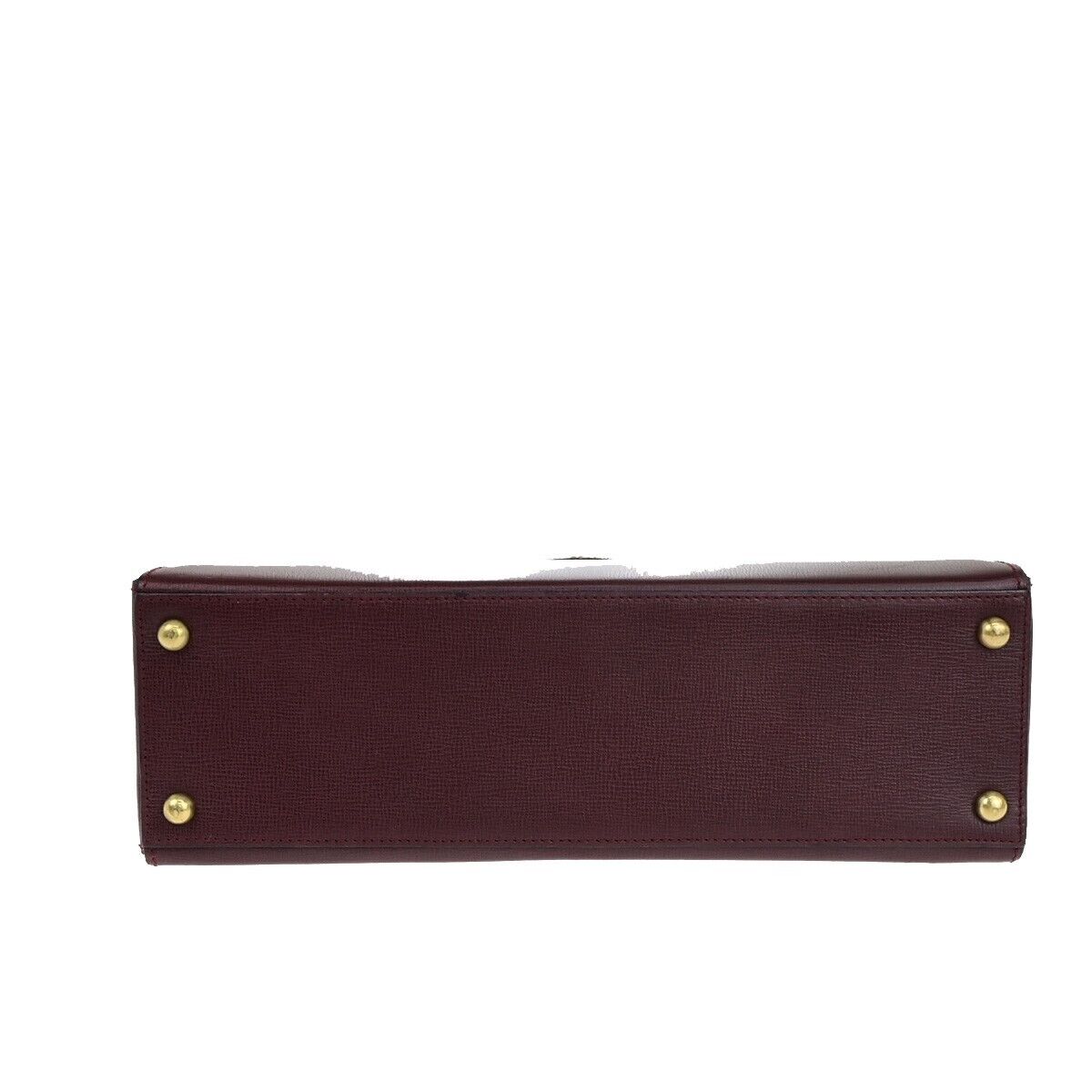 CARTIER 2C Logos Hand Bag Leather Bordeaux Gold-Plated Made In Spain 78EC825