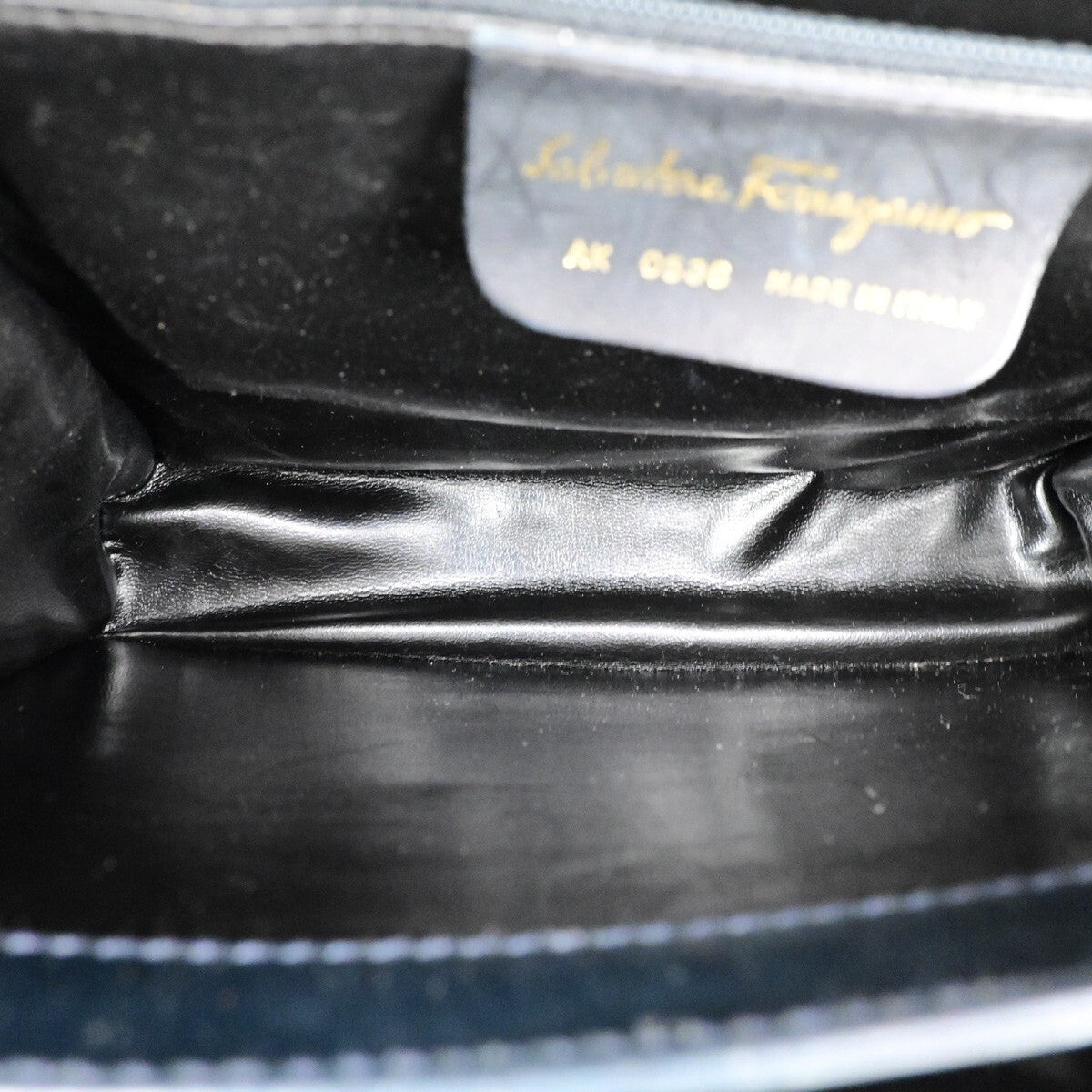 SALVATORE FERRAGAMO Logo Gancini 2Way Shoulder Hand Bag Leather Blue GHW 34YF576