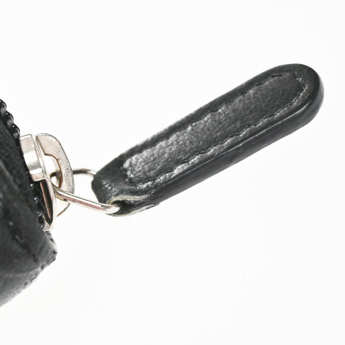 CHANEL CC Logo Camellia Long Zip Around Wallet Purse Leather Black SHW 85RQ019