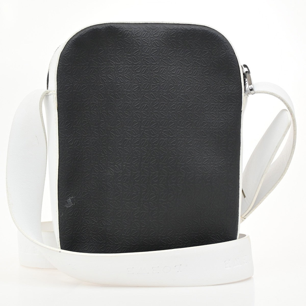 LOEWE Logo Repeat Anagram Mini Shoulder Bag Nylon Leather Black  White 38KB684
