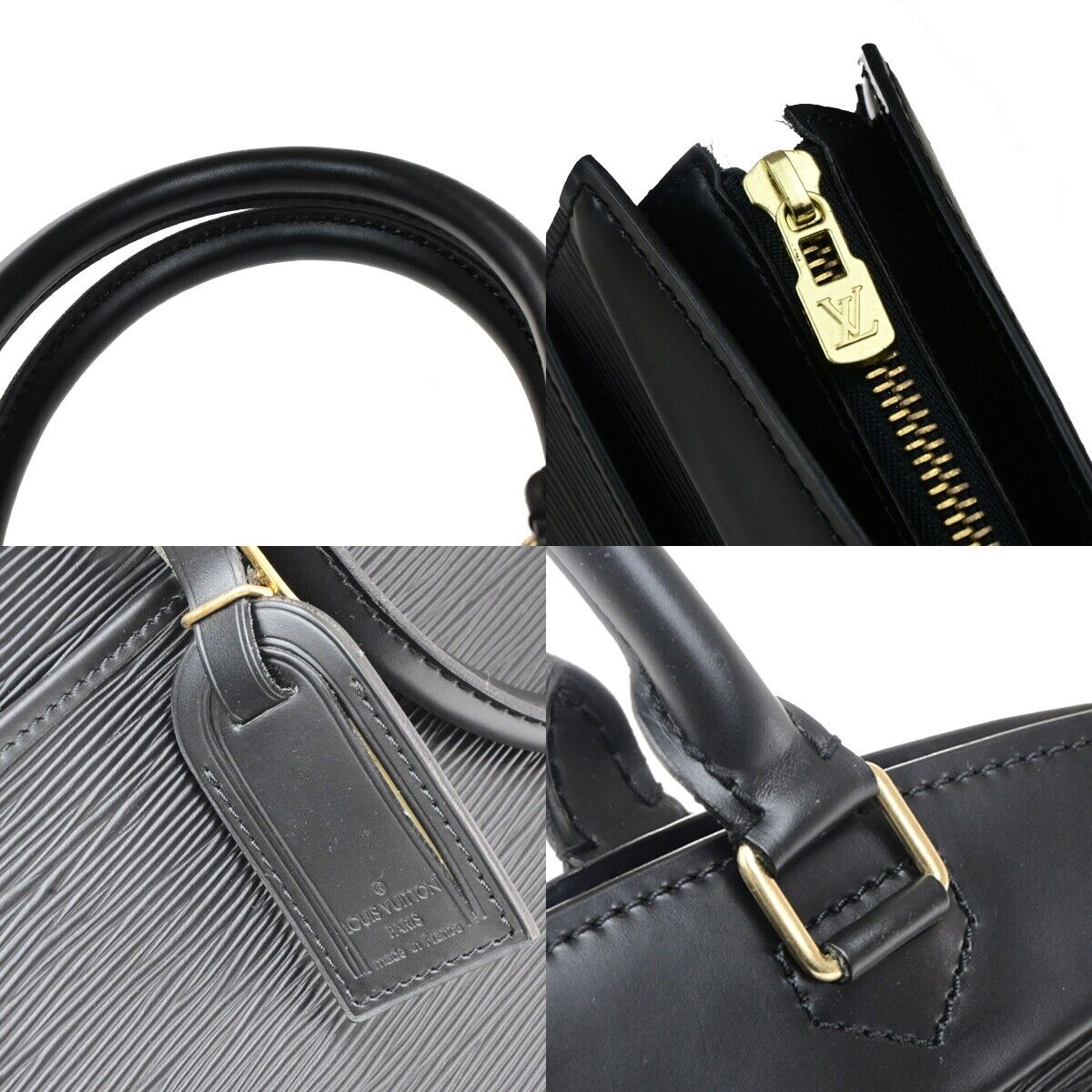 LOUIS VUITTON LV Logo Riviera Hand Bag Epi Leather Black France M48182 65ED659