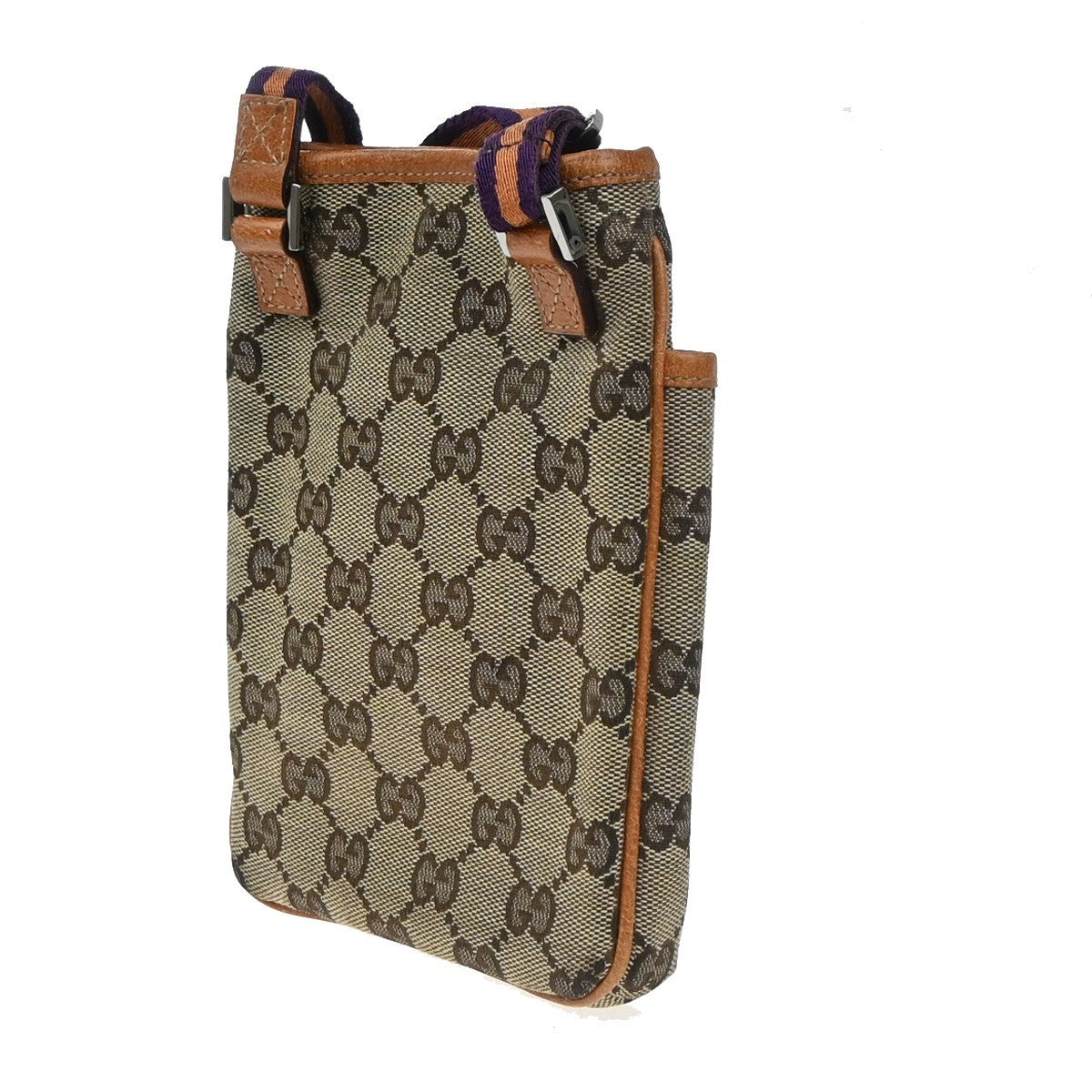 GUCCI Logo GG Pattern Mini Shoulder Bag Canvas Leather Brown 65KP329