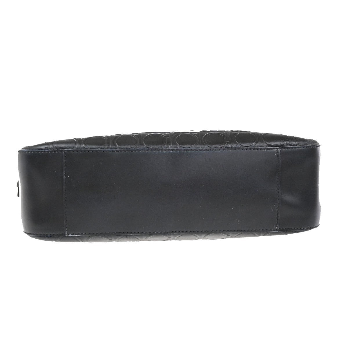 SALVATORE FERRAGAMO Gancini Hand Bag Embodding Leather Black Italy 67EF943