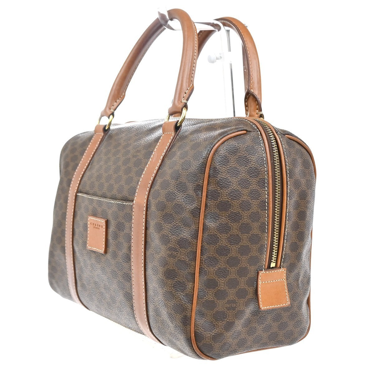 CELINE Logo Macadam Pattern Hand Bag PVC Leather Brown GHW Italy 69KC201