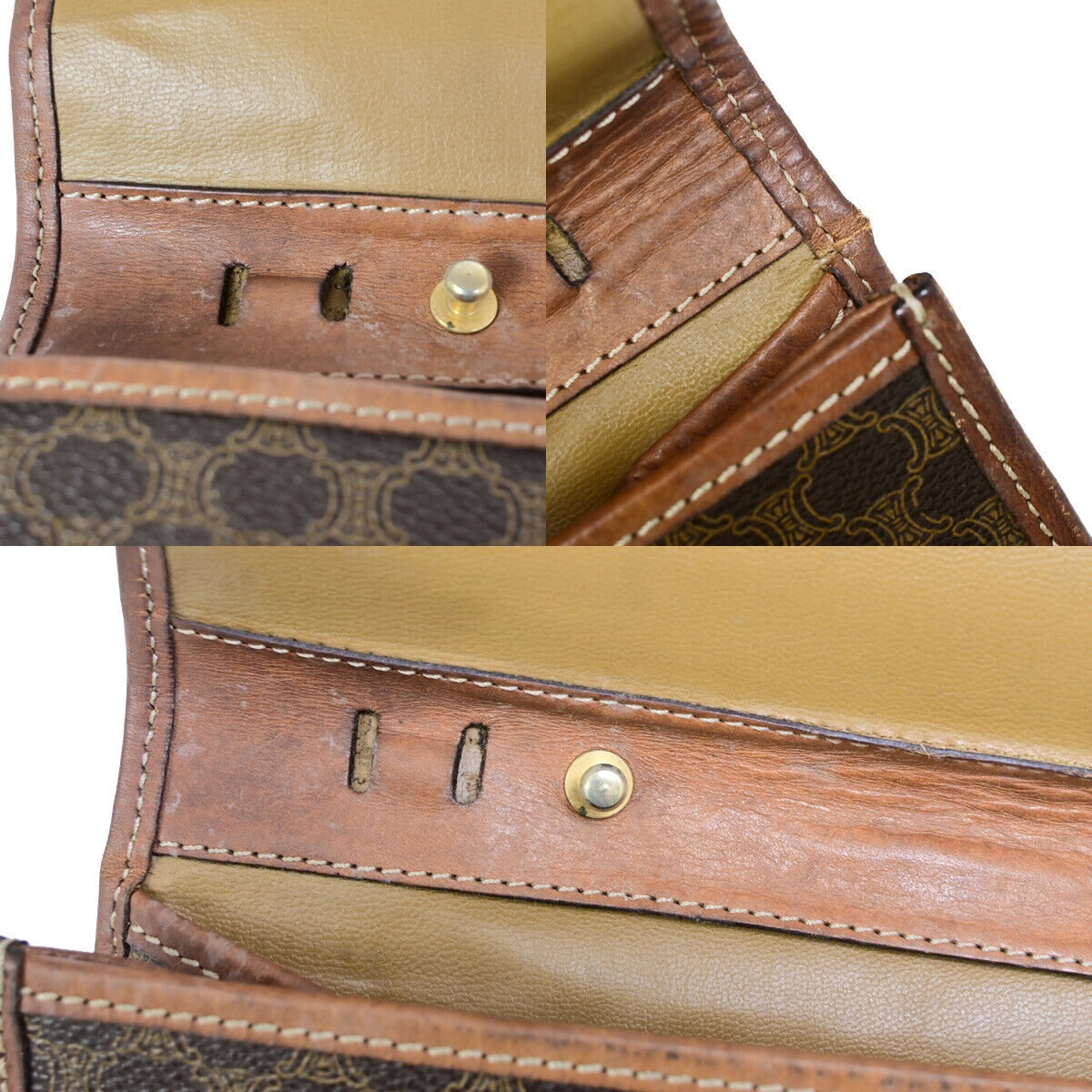 CELINE Logo Macadam Pattern Clutch Hand Bag PVC Leather Brown GHW 07YF602