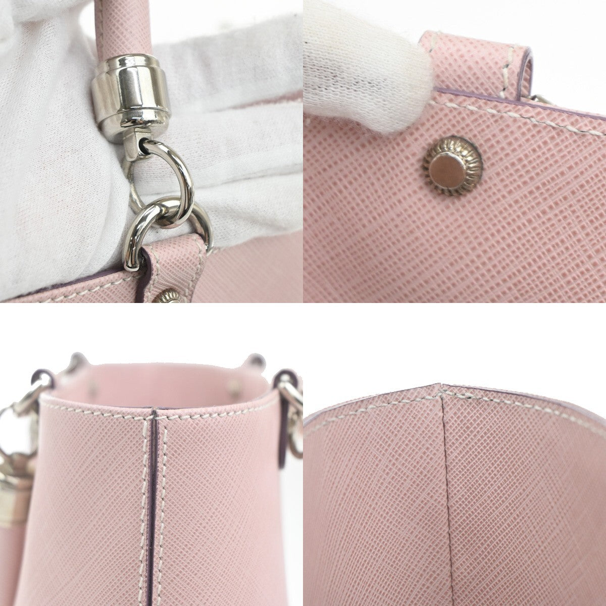 SALVATORE FERRAGAMO Gancini Hand Bag Leather Pink Silver Made in Italy 31EF006