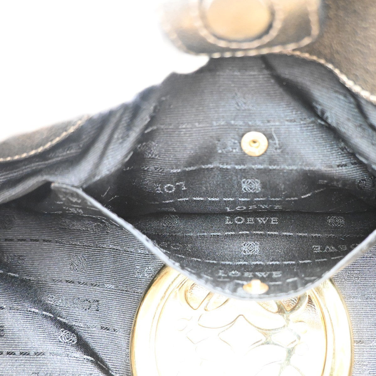 LOEWE Anagram Shoulder Bag Leather Metallic Gold GHW Spain 70KC465