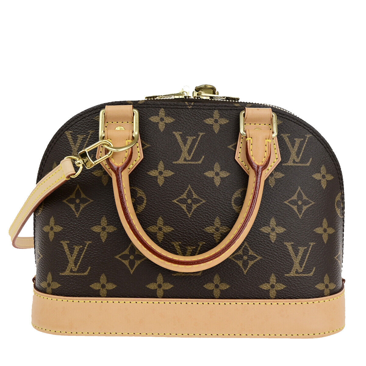LOUIS VUITTON Alma BB 2Way Hand Bag Monogram Leather Brown Gold M53152 690RF198
