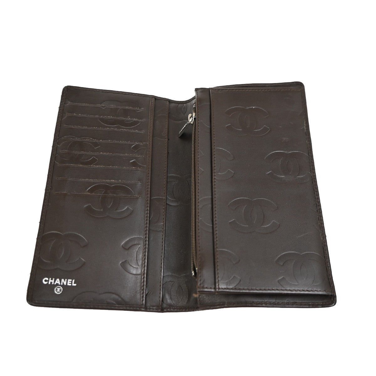 CHANEL CC Logo Cambon Ligne Long Wallet Quilted Leather Brown SHW 83KC692