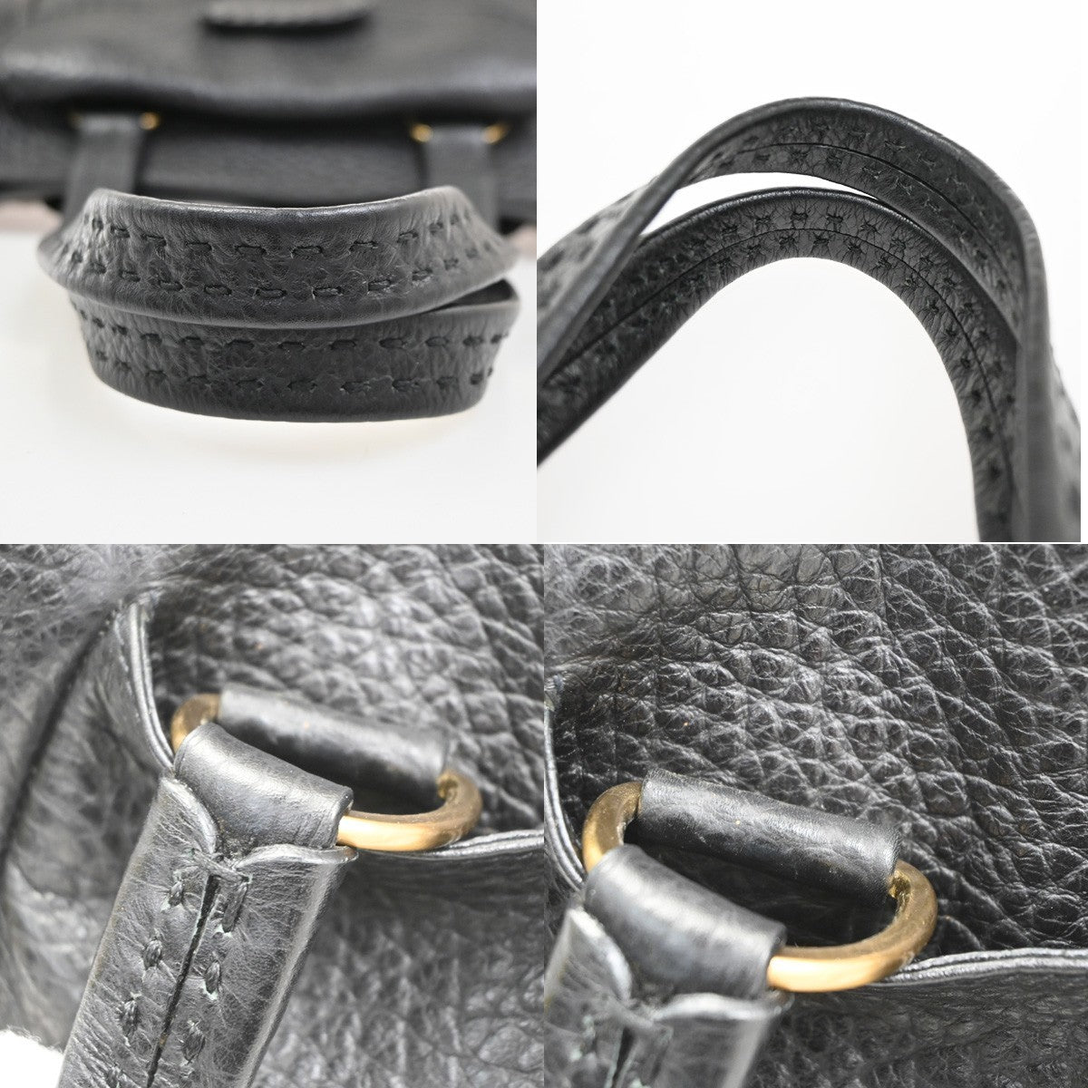 PRADA Logo Shoulder Hand Bag Leather Black GHW Italy 79MA689