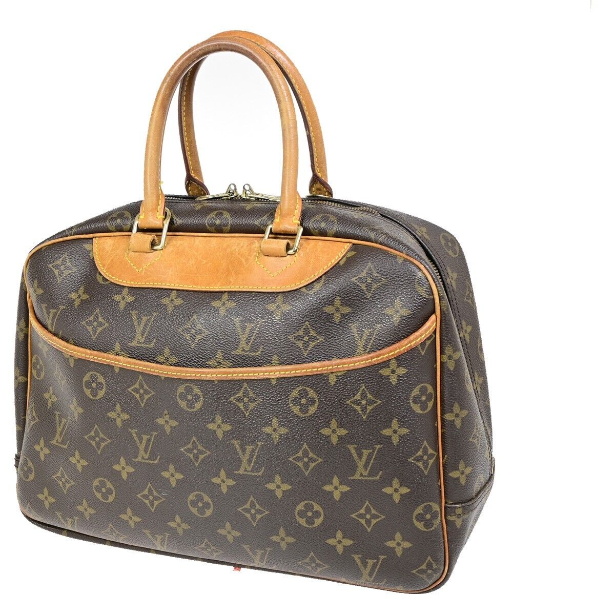 LOUIS VUITTON LV Logo Deauville Hand Bag Monogram Leather Brown M47270 32FB018