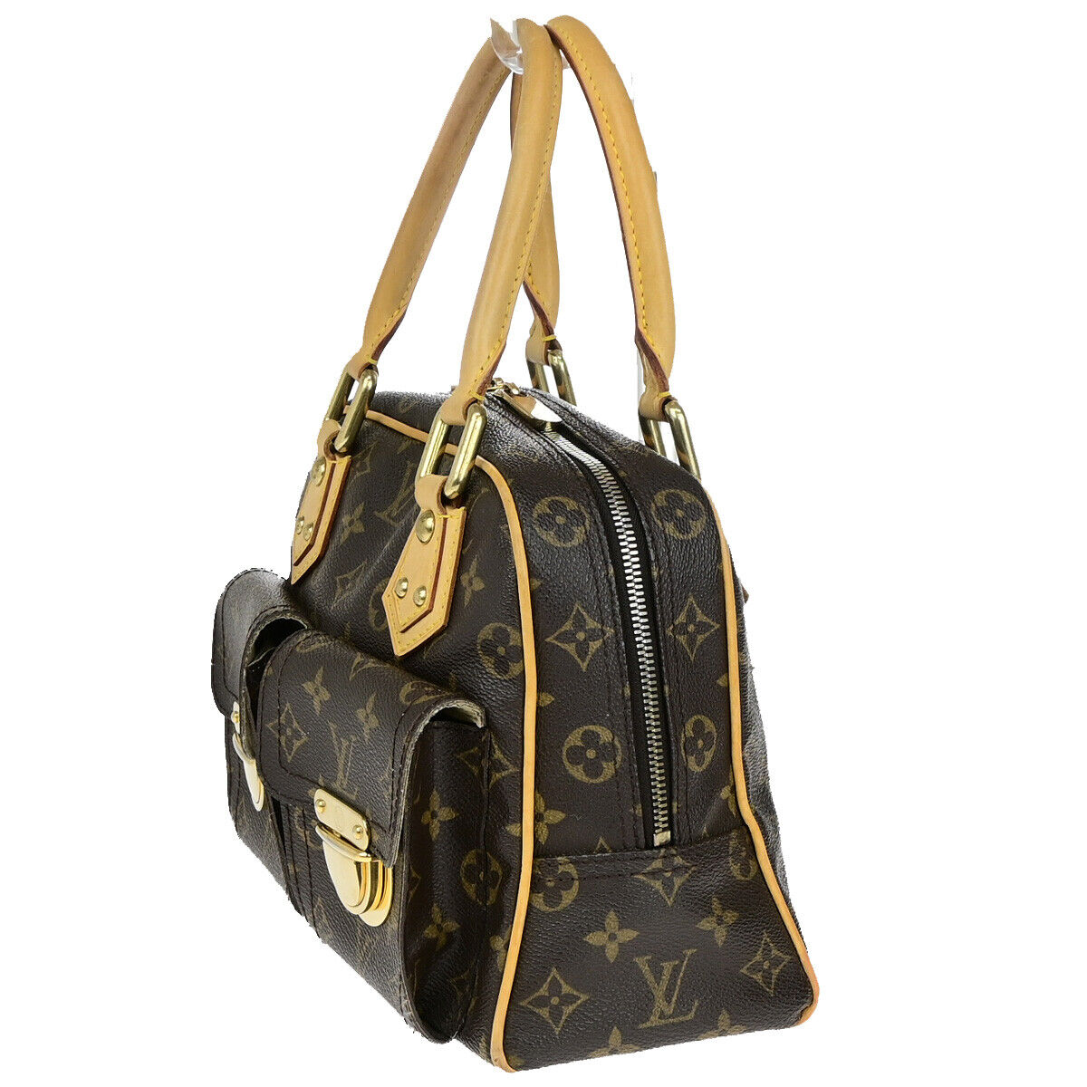 LOUIS VUITTON Manhattan PM Hand Bag Monogram Leather Brown Gold M40026 85YG724