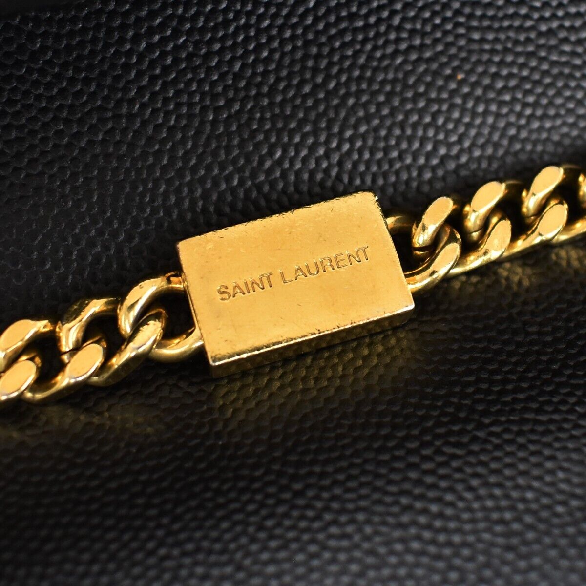 SAINT LAURENT YSL Logo Kate Medium Chain Shoulder Bag Leather Black GHW 689RH460