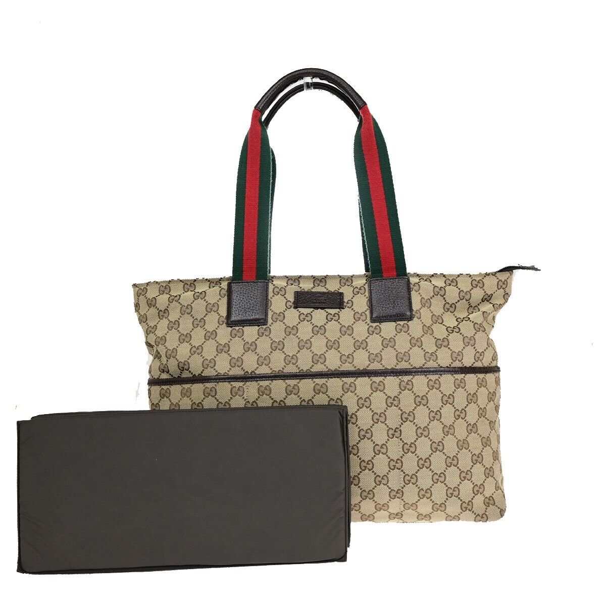 GUCCI Sherry GG Pattern Mothers Shoulder Tote Bag Canvas Leather Brown 85EB834