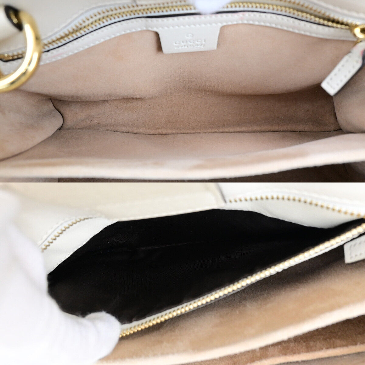 GUCCI Logo Sylvie Sherry 2 Way Shoulder Hand Bag Leather White GHW Italy 21YG624