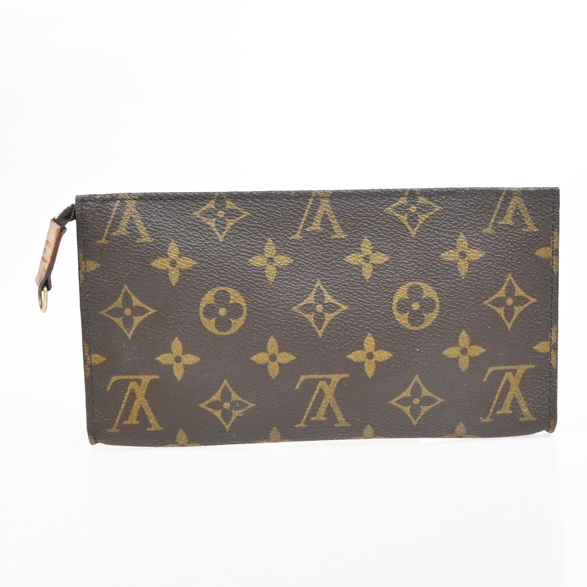 LOUIS VUITTON LV Logo Bucket GM Pouch Bag Monogram Leather Brown Gold 05EG201