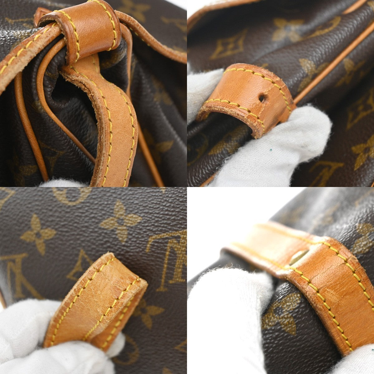 LOUIS VUITTON Logo Saumur 30 Shoulder Bag Monogram Leather Brown M42256 77EG314