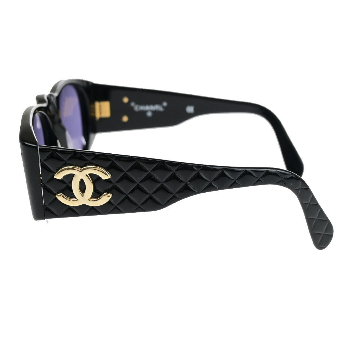 CHANEL CC Logo Sunglasses Eye Wear Plastic Black GHW 01450 Italy 05RK220
