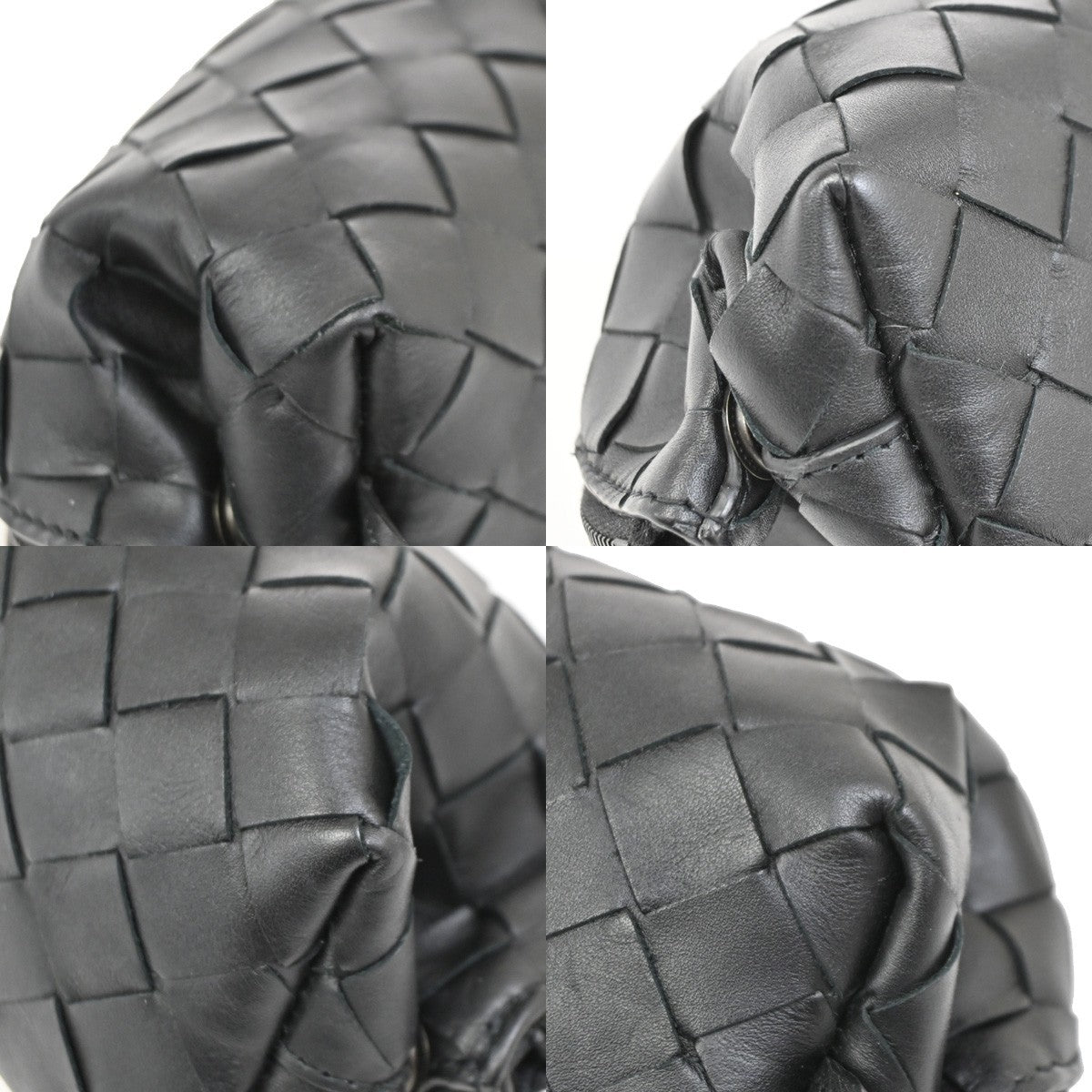 BOTTEGA VENETA Logo Intrecciato Mini Pouch Lambskin Leather Black 30RL546