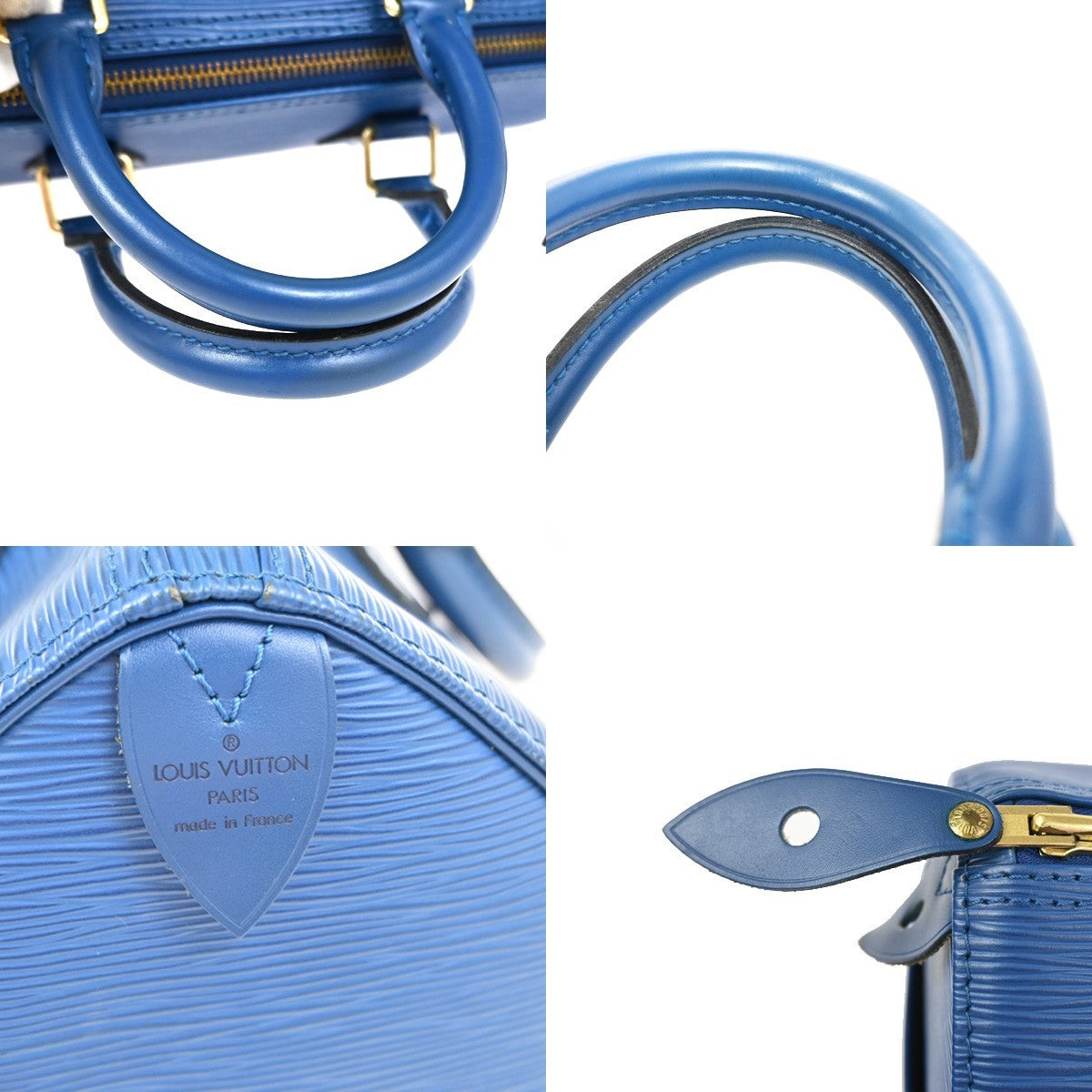 LOUIS VUITTON LV Logo Speedy 25 Travel Hand Bag Epi Leather Blue M43015 88YJ057