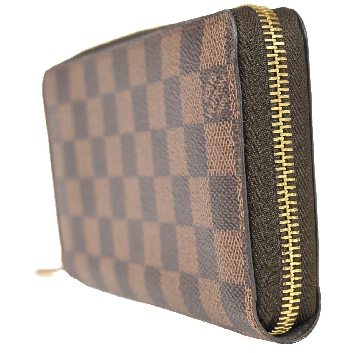 LOUIS VUITTON Zippy Wallet Long Bifold Purse Damier Leather Brown N60015 21RJ315