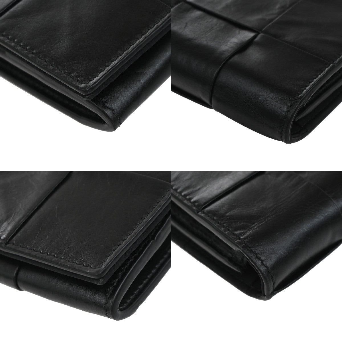 BOTTEGA VENETA Cassette Intrecciato Bifold Long Wallet Leather Black 83RF856