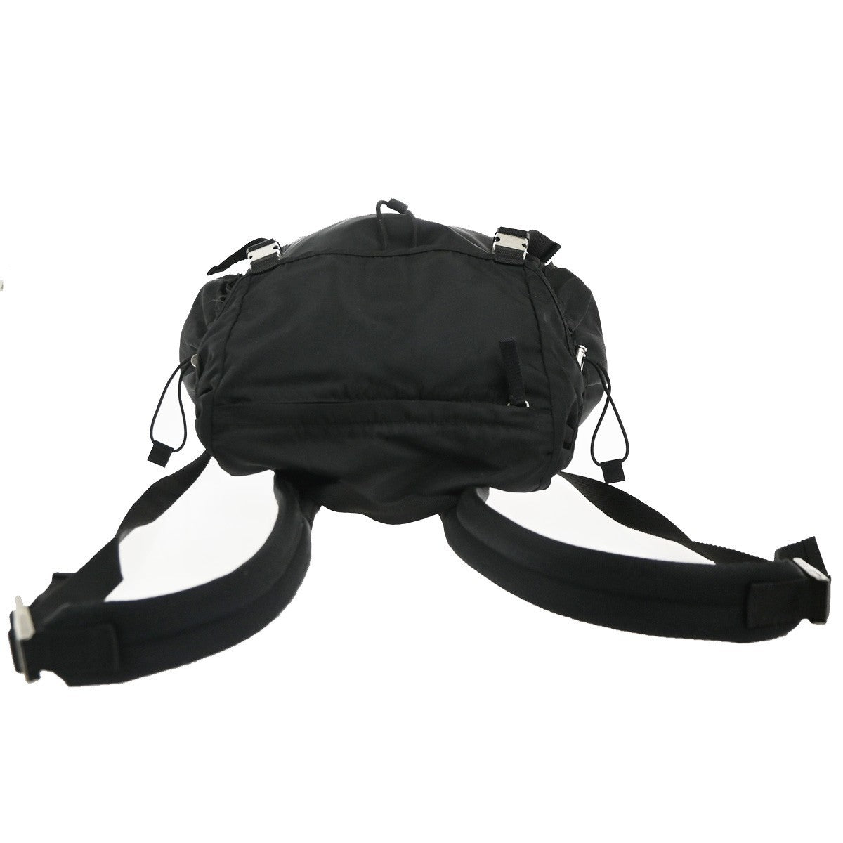PRADA Logo Tessuto Drawstring Back Pack Bag Nylon Canvas Black SHW Italy 34MA458