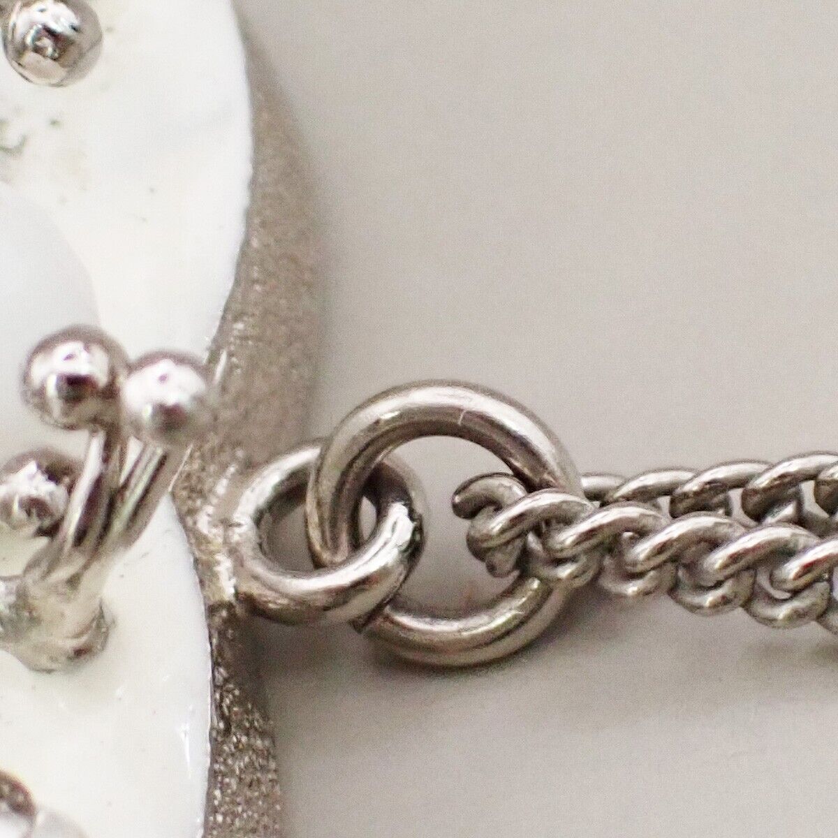 CHANEL CC Logo Chain Necklace B10A Pendant Plastic Silver Accessory 84KA430