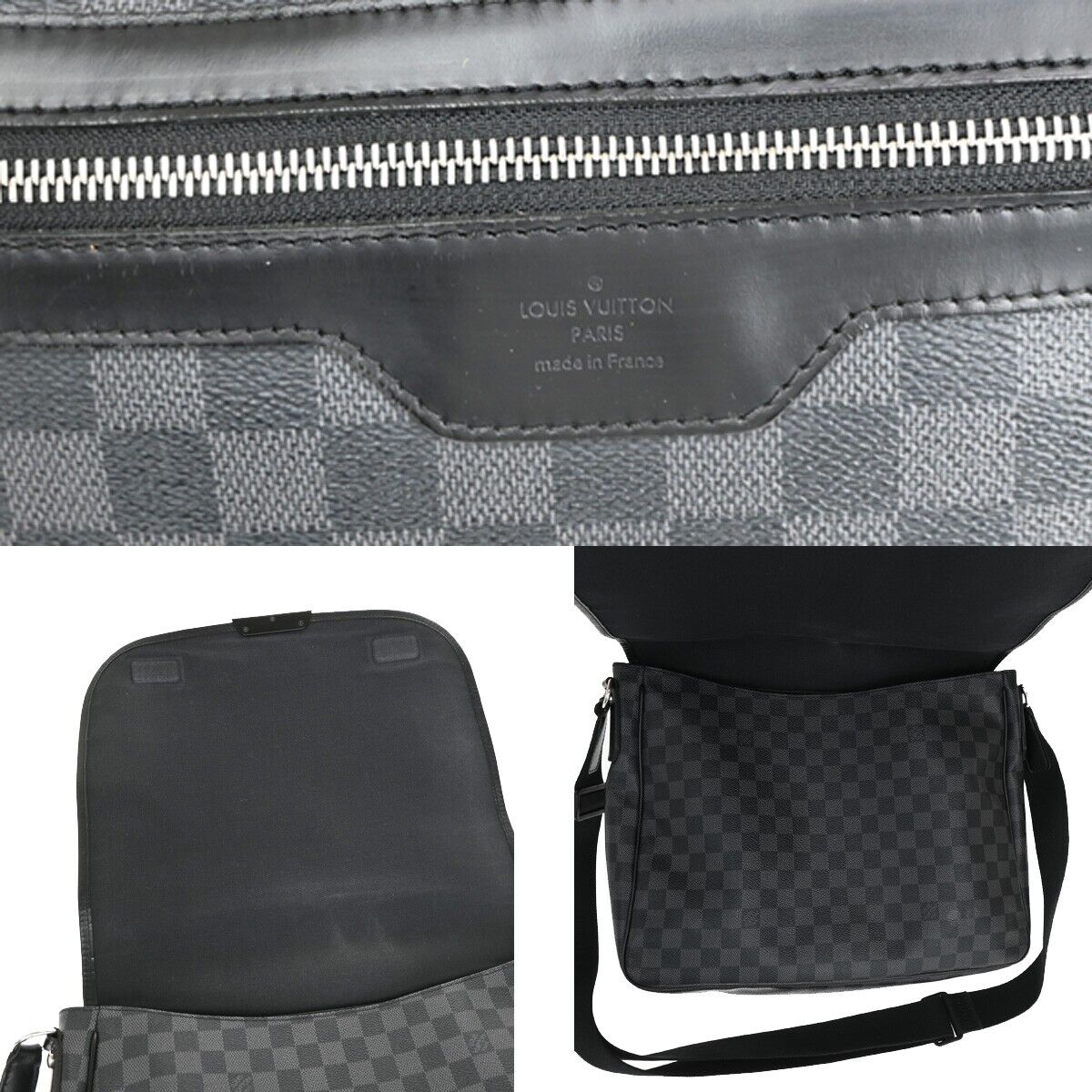 LOUIS VUITTON Daniel MM Shoulder Bag Damier Graphite Leather BK N58029 12YE469