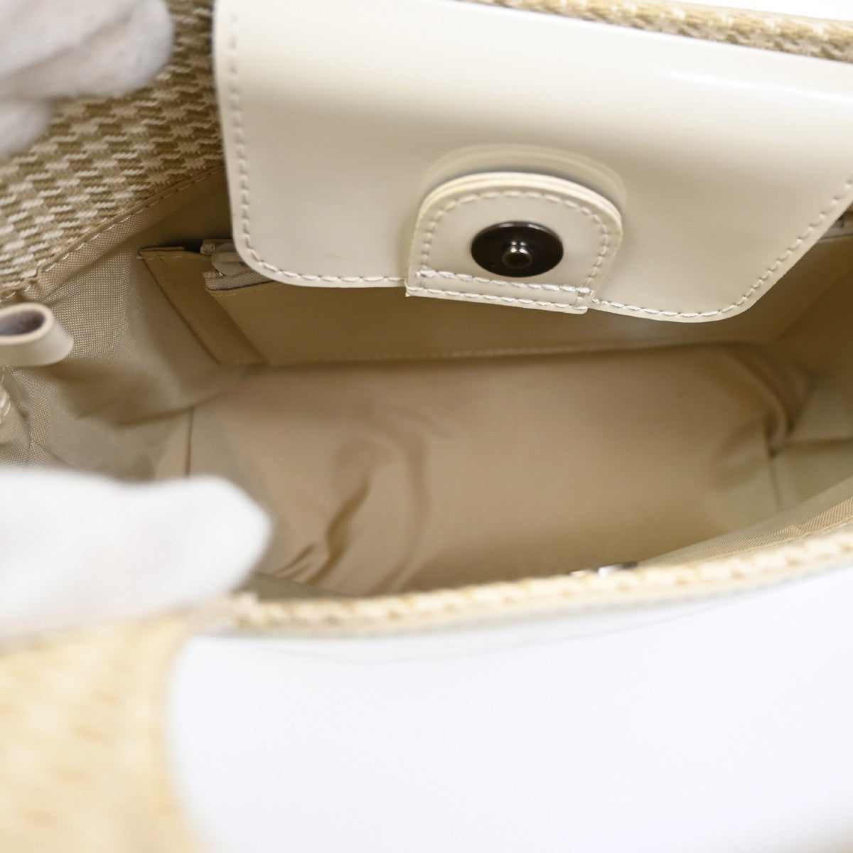 BALENCIAGA Logo Women Mini Hand Bag Patent Leather White Ivory 02ZA250