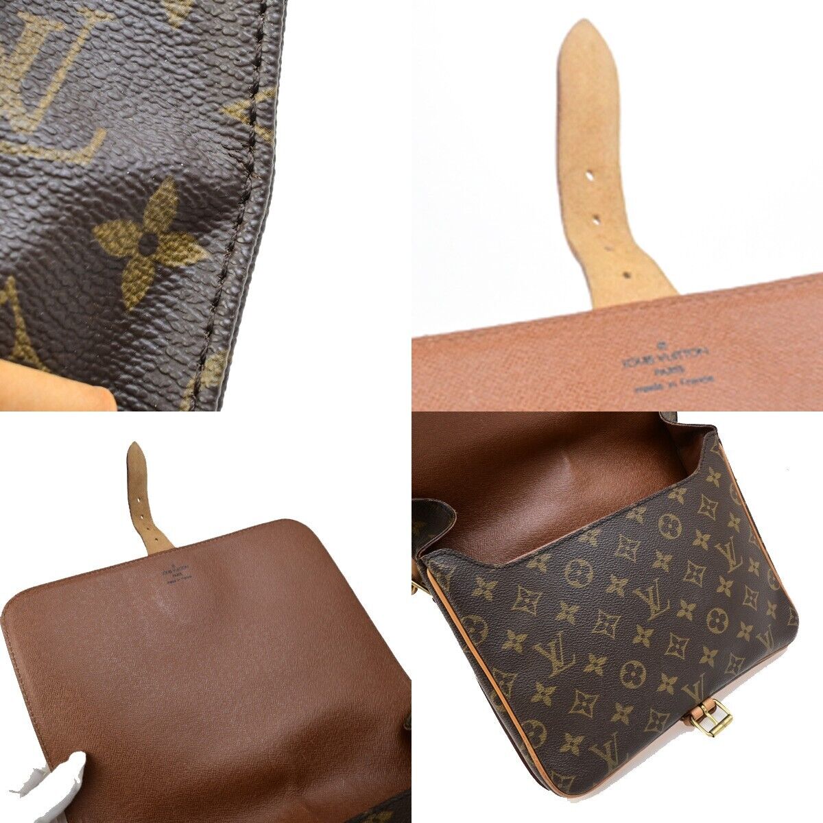 LOUIS VUITTON Cartouchiere GM Shoulder Bag Monogram Leather Brown M51252 73ED379