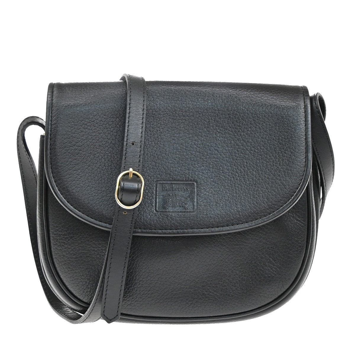 Burberrys Logo Nova Check Shoulder Bag Leather Black GHW 08EF890