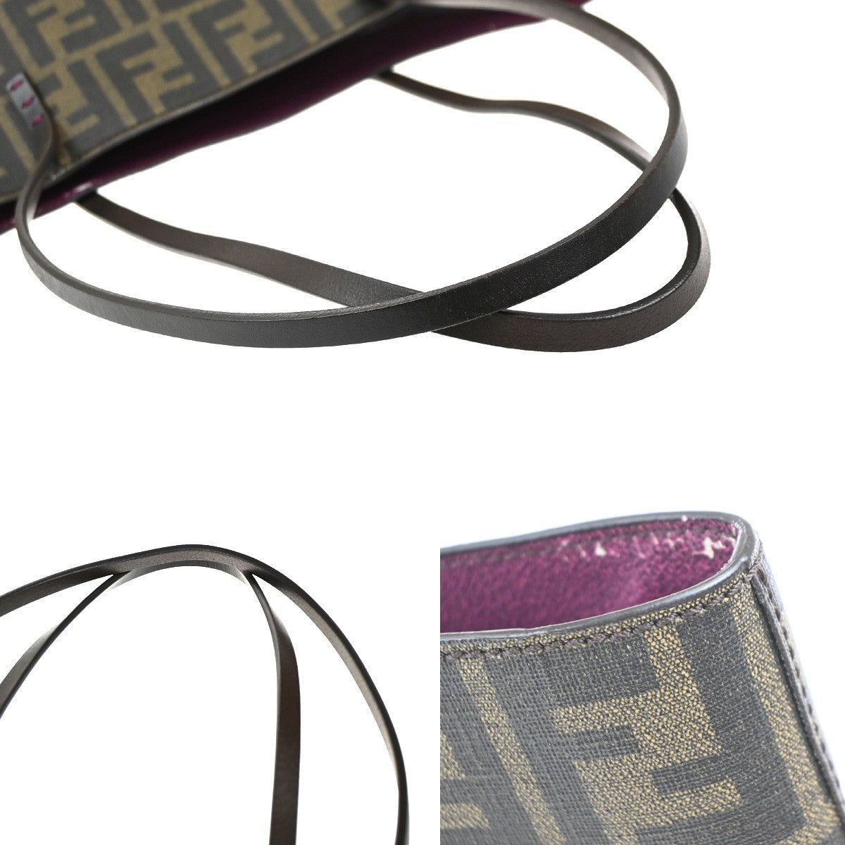 FENDI Logo Zucca Shoulder Hand Tote Bag PVC Leather Brown GHW Italy 89EG325