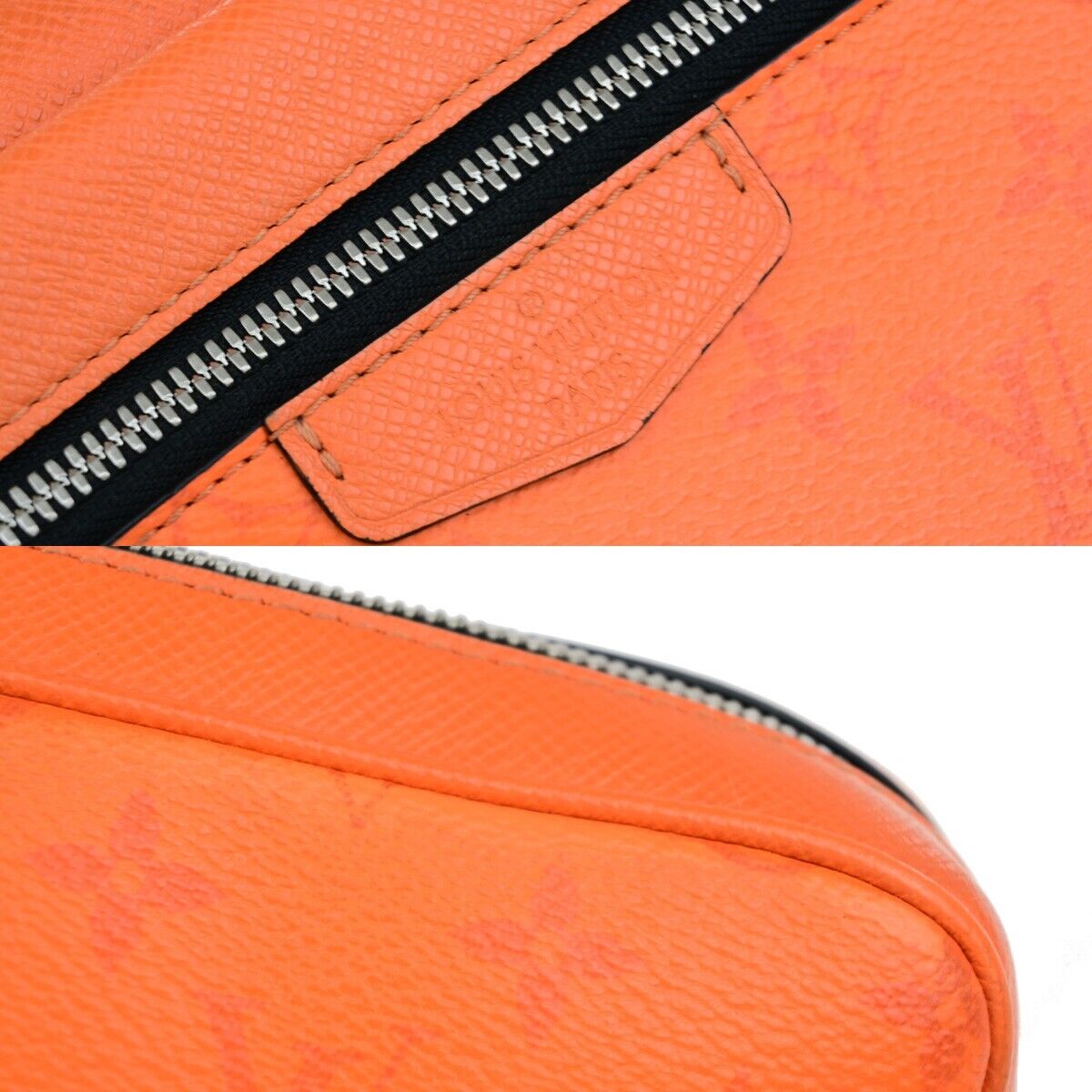 LOUIS VUITTON LV Logo Body Belt Bum Bag Taigarama Leather Orange M30430 44EC336