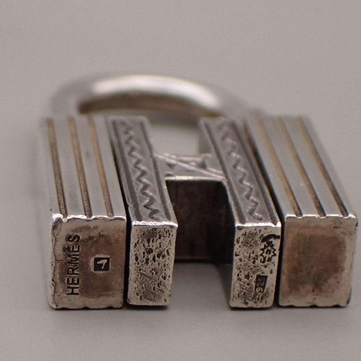 HERMES Logo Touareg H Cadena Padlock Bag Charm Silver 925 31RK897